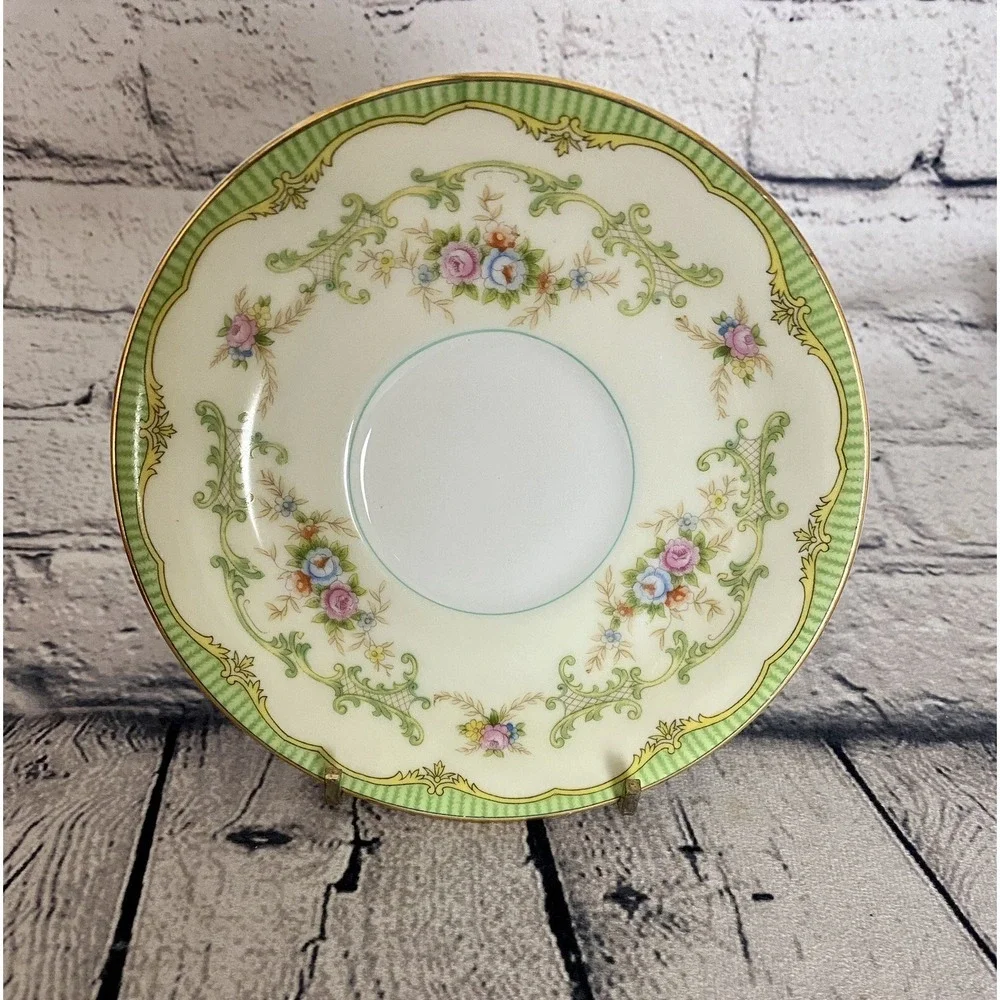 Noritake Marlene Green Trim Floral Sprays Saucer